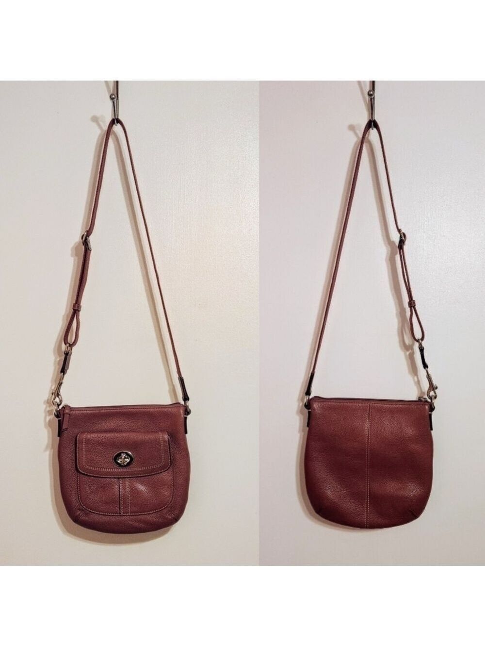Coach Hamilton Pebbled Leather Crossbody Bag Pink Medium - Picture 3 of 12